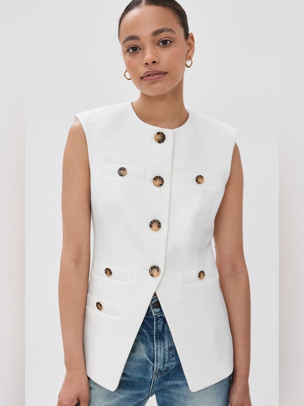 Veronica Beard Tamara Off White Tailored Vest Size 6